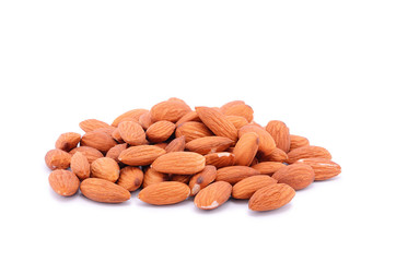Heap almond isolated on white background