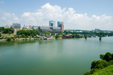 Views of Knoxville Tennessee downtown on sunny day