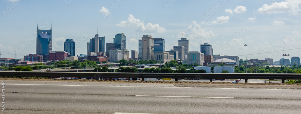 Poster nashville, tennessee downtown skyline and streets