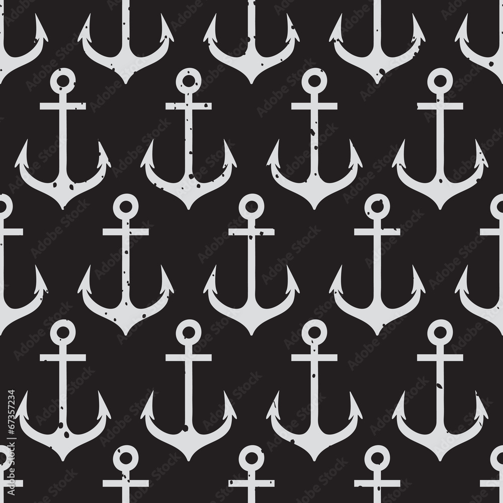 Poster seamless pattern with anchors.