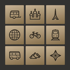 Travel web icons, buttons set
