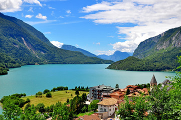 Molveno lake in Dolomites