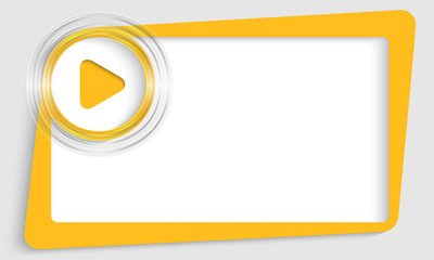 yellow abstract text box with transparent circle and play symbol