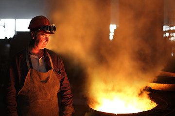 Industrial worker in a foundry