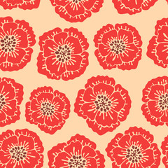Seamless floral pattern with blooming poppies.