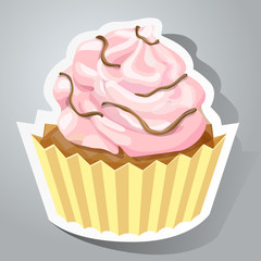 Sweet sticker with cupcake