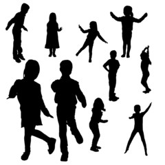 Vector silhouette of children.