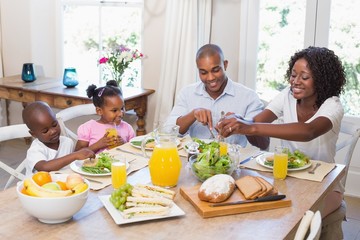 Happy family enjoying a healthy meal together
