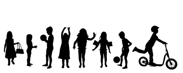 Vector silhouette of children.