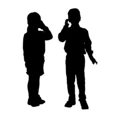 Vector silhouette of children.