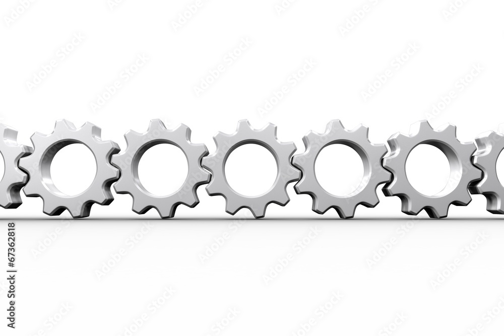 Poster white cogs and wheels connecting