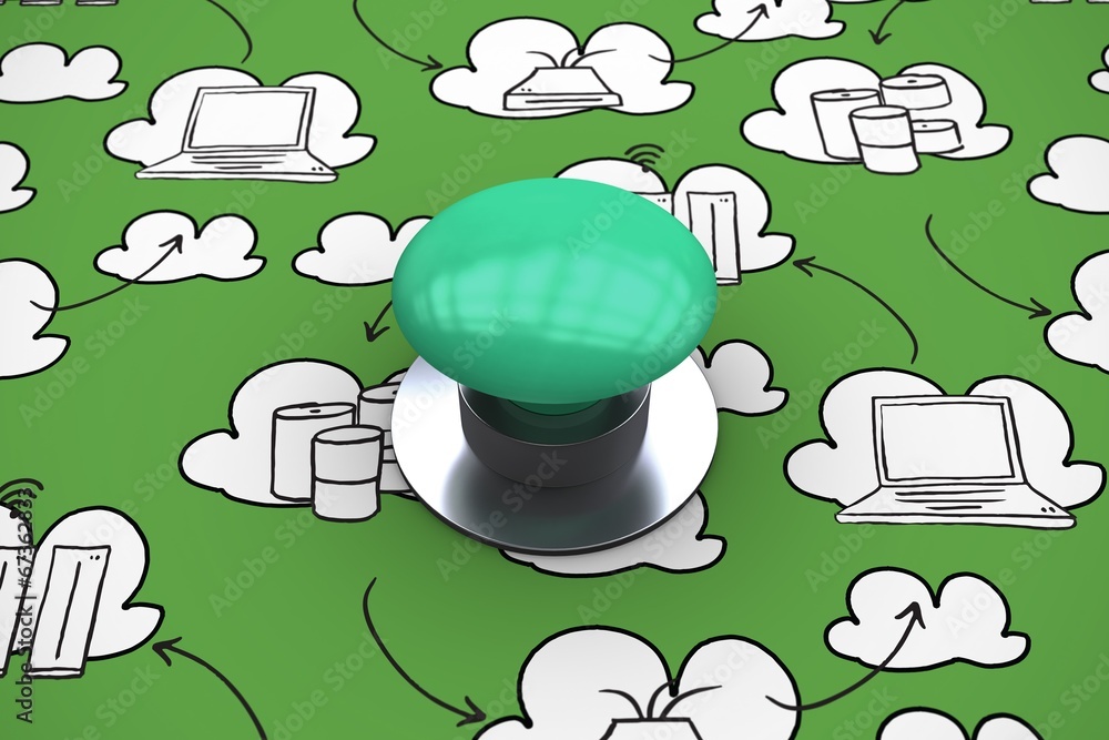 Poster Composite image of digitally generated green push button