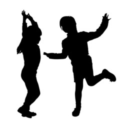 Vector silhouette of children.