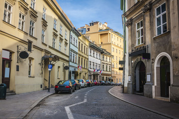 Old Town is the historic central district of cracow, Poland