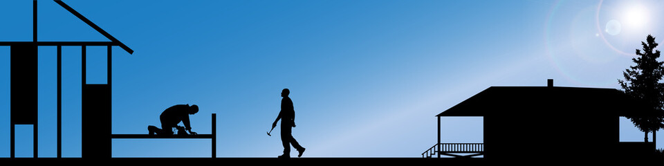 Vector silhouette of workers.