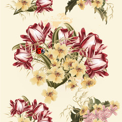 Beautiful seamless wallpaper pattern with tulip flowers