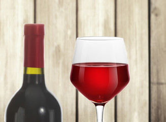 Red Wine bottle and glass