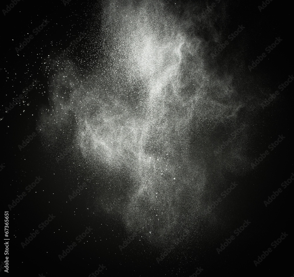 Canvas Prints white powder exploding isolated on black