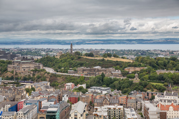 Wide view of Carlton hill in Edinburgh