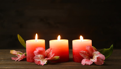 Beautiful candles with flowers