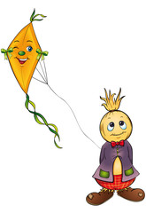 Vogelscheuche mit Papierdrachen