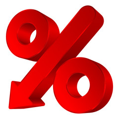 Percent Sign Arrow Down Red
