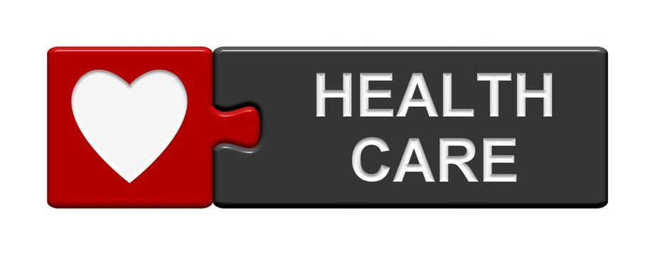 Puzzle-Button rot grau: Health Care