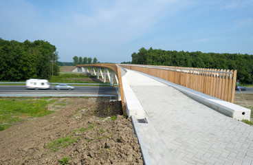 Just finished  bicycle bridge crossing a public highway