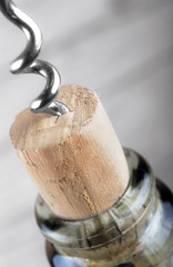 Corkscrew with wine bottle