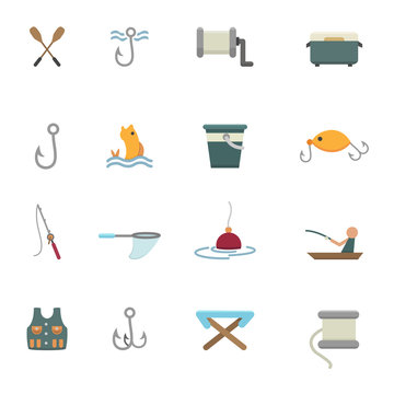 fishing and equipment for fishing icons vector eps10