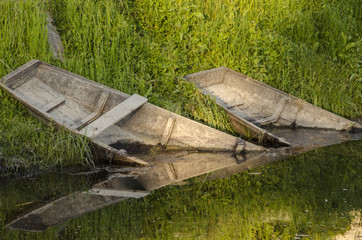 Fototapeta premium boats on odra river