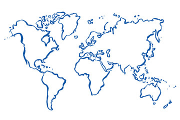 drawn vector map of world