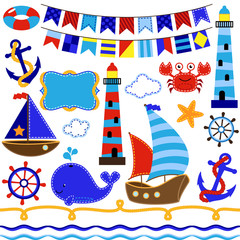 Vector Collection of Nautical and Sailing Themed Elements