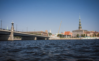 Fototapeta na wymiar View Riga from the River Daugava