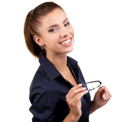 business woman in glasses
