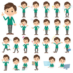 ブレザー男子学生全身動作／同じシリーズはtoyotoyoポートフォリオ内から「親しみ　デフォルメ」と検索してください