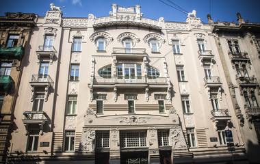 Fototapeta na wymiar in the art nouveau district of the latvian capital Riga.