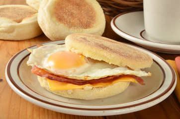 Bacon and egg muffin sandwich