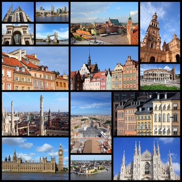 Europe landmarks - travel photo collage