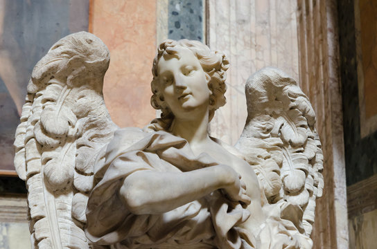 angel statue, marble, Pantheon, Rome, Italy