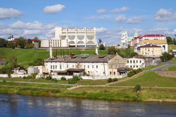Old plant and Neman river. Grodno, Belarus