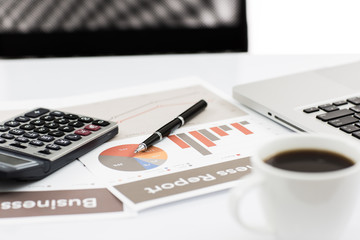 Businessman analyzing investment charts with laptop. Accounting