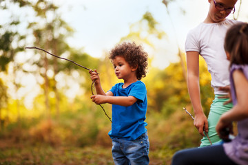 Kids are playing in nature