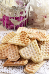 Waffles composition with flowers