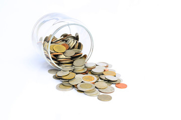 Coin of Thailand in jar