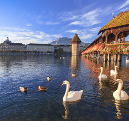 Lucerne, the Chapel Bridge in early morning