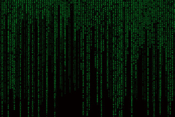 Matrix background with the green symbols, motion blur