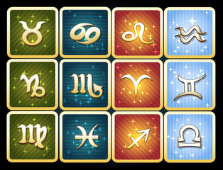 Colorful icon set of zodiac signs
