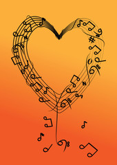 vector music note on heart background © zoneteen