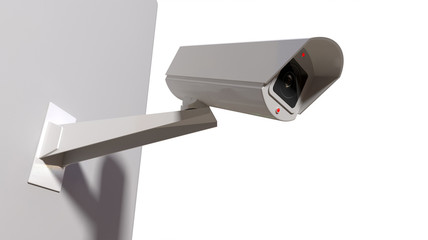 Surveillance Camera On White